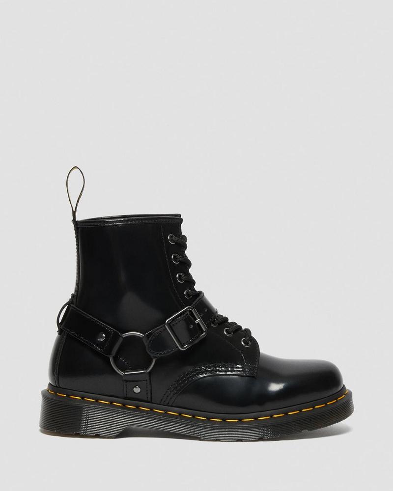 Black Men's Dr Martens 1460 Harness Leather Lace Up Boots | CA 514LIS